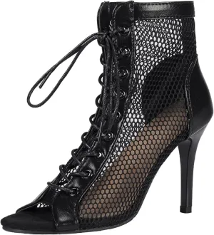 Sandals, Hollow Mesh High-heeled Women's Shoes, Summer Lace up Open Toe Boots, High Heels, Jazz Dance Women's Shoes