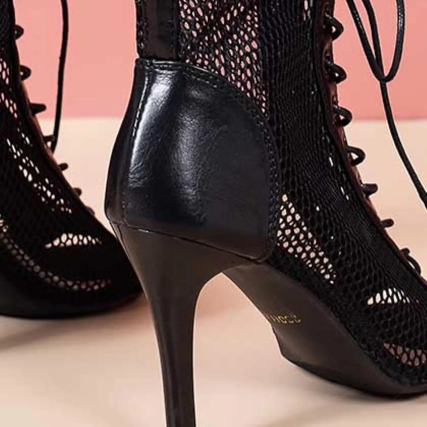 Sandals, Hollow Mesh High-heeled Women's Shoes, Summer Lace up Open Toe Boots, High Heels, Jazz Dance Women's Shoes