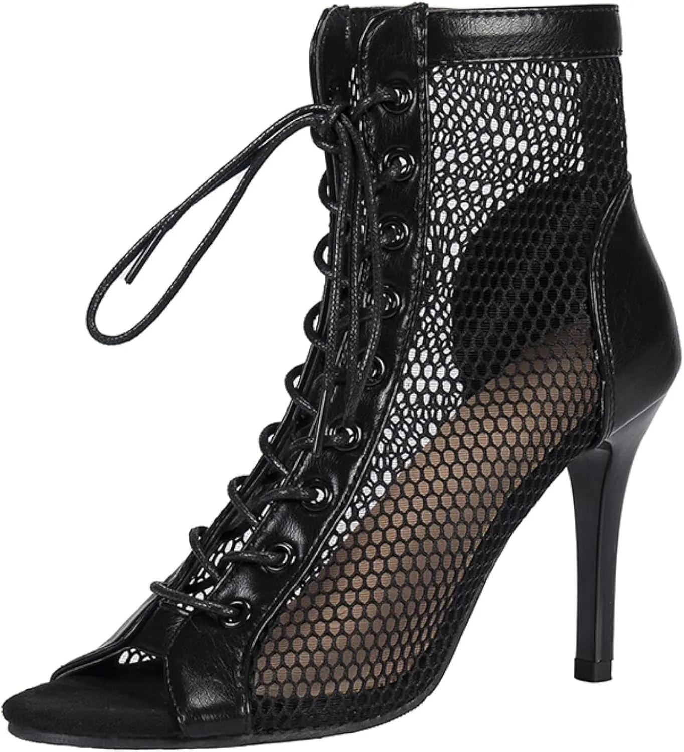 Sandals, Hollow Mesh High-heeled Women's Shoes, Summer Lace up Open Toe Boots, High Heels, Jazz Dance Women's Shoes
