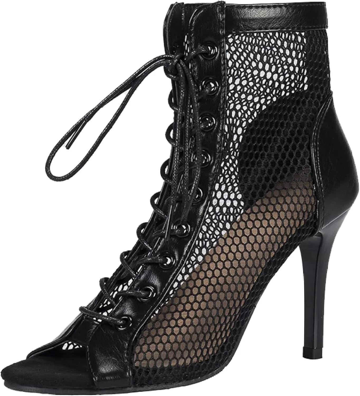 Sandals, Hollow Mesh High-heeled Women's Shoes, Summer Lace up Open Toe Boots, High Heels, Jazz Dance Women's Shoes