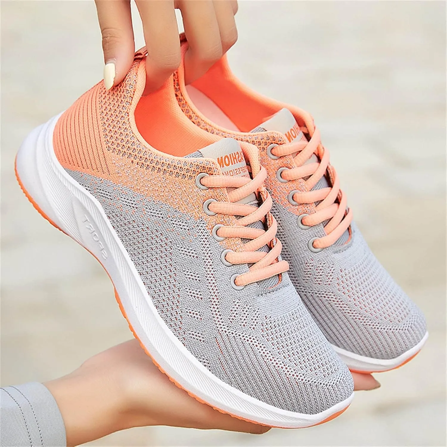 Tennis Shoes Womens Lightweight Comfortable Lace up Womens Running Shoes Wide Width Casual Shoes White Sneakers Brown Tennis Shoe Cross Trainer Shoe