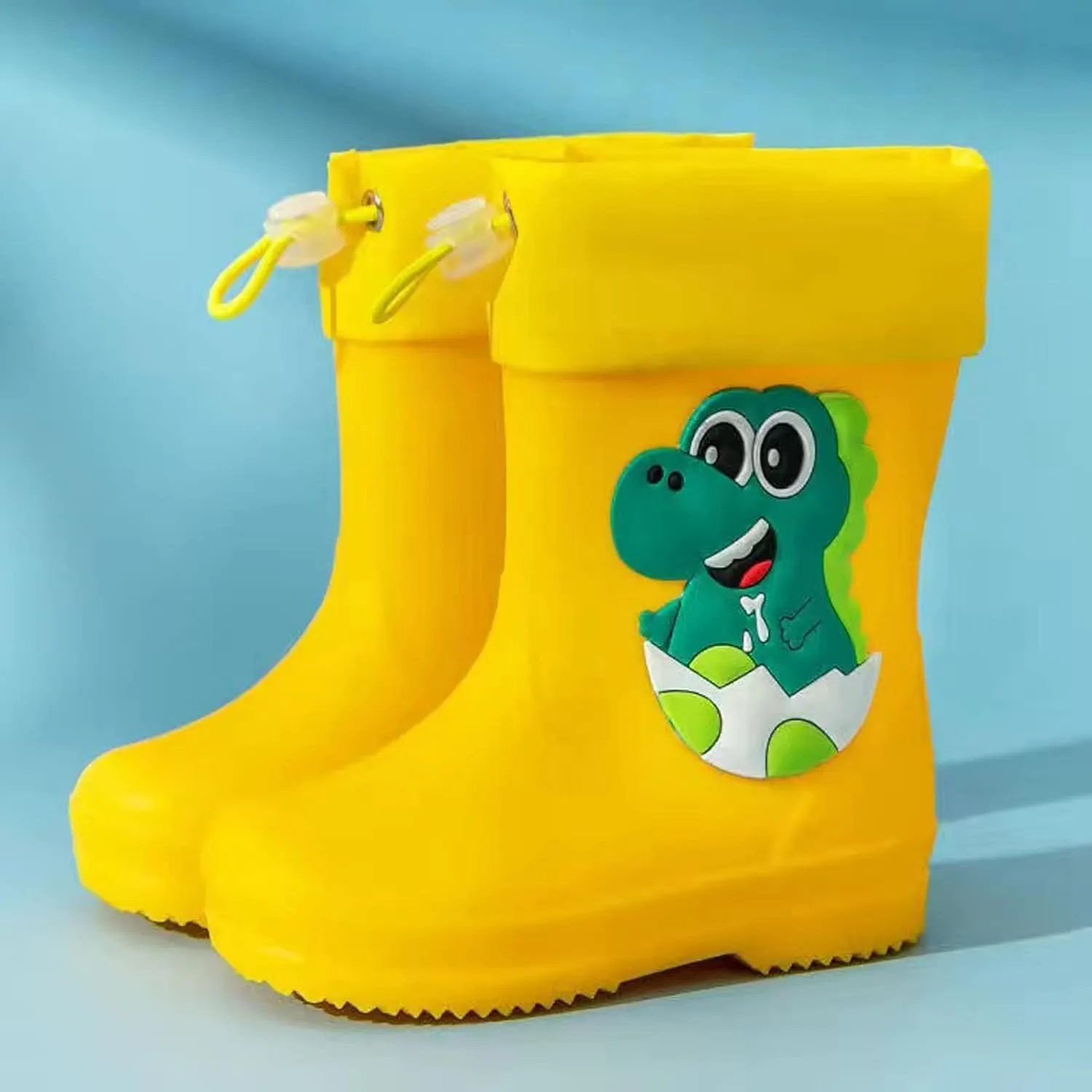 Toddler Dinosaur Rain Boots with Adjustable Buckle Baby Lightweight Non Slip Rainboots Kids Waterproof Boys' Snow Boots