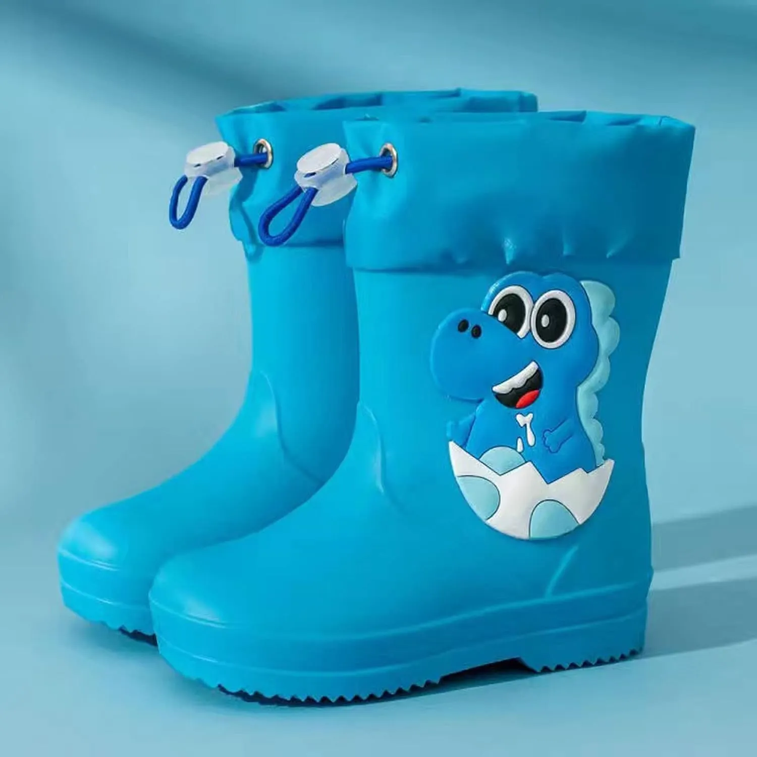 Toddler Dinosaur Rain Boots with Adjustable Buckle Baby Lightweight Non Slip Rainboots Kids Waterproof Boys' Snow Boots