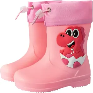 Toddler Dinosaur Rain Boots with Adjustable Buckle Baby Lightweight Non Slip Rainboots Kids Waterproof Boys' Snow Boots
