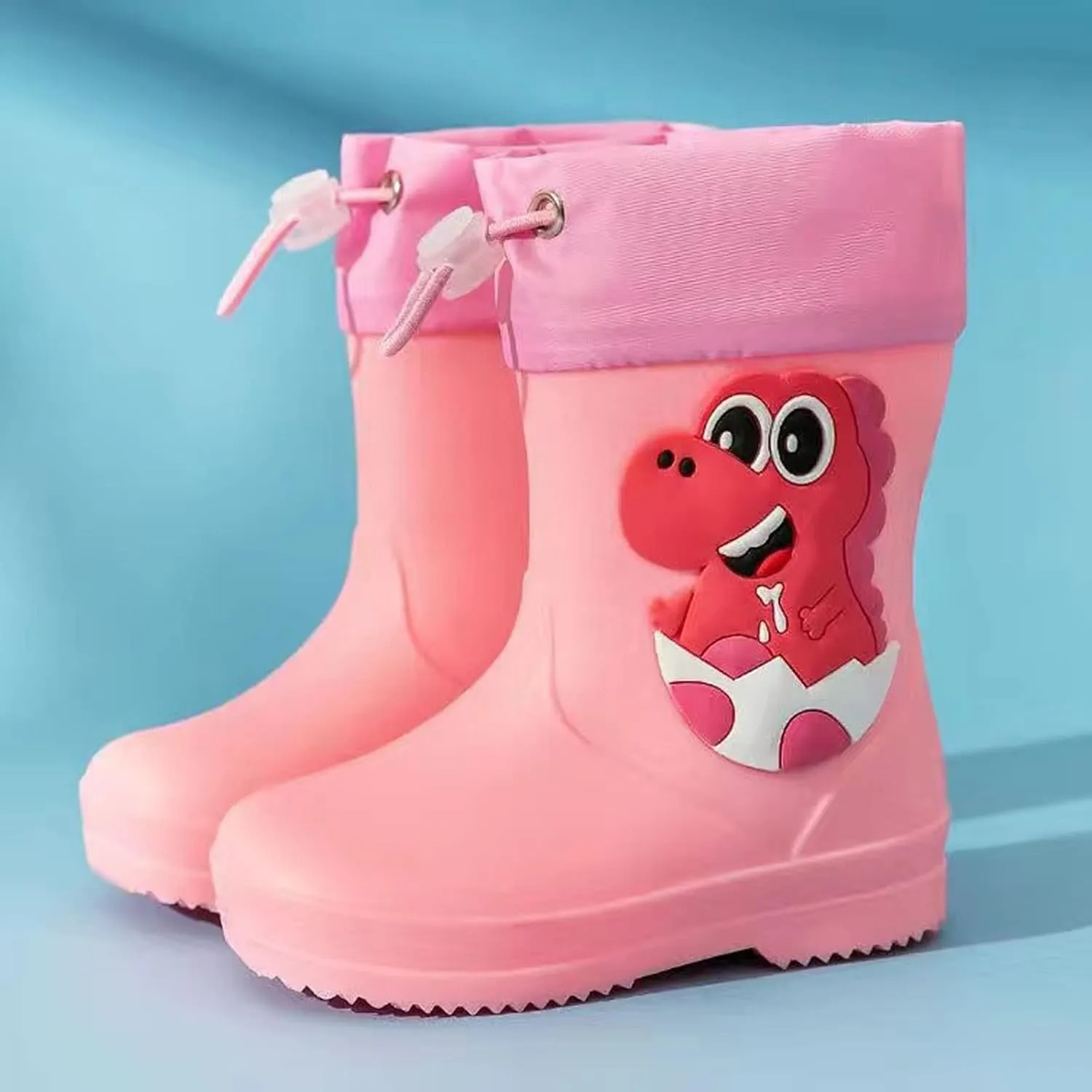 Toddler Dinosaur Rain Boots with Adjustable Buckle Baby Lightweight Non Slip Rainboots Kids Waterproof Boys' Snow Boots