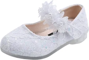 Toddler Flower Girl Dress Shoes Rhinstones Pearls Mary Jane Ballet Flats Wedding Party Toddler Dress Shoes for Girls