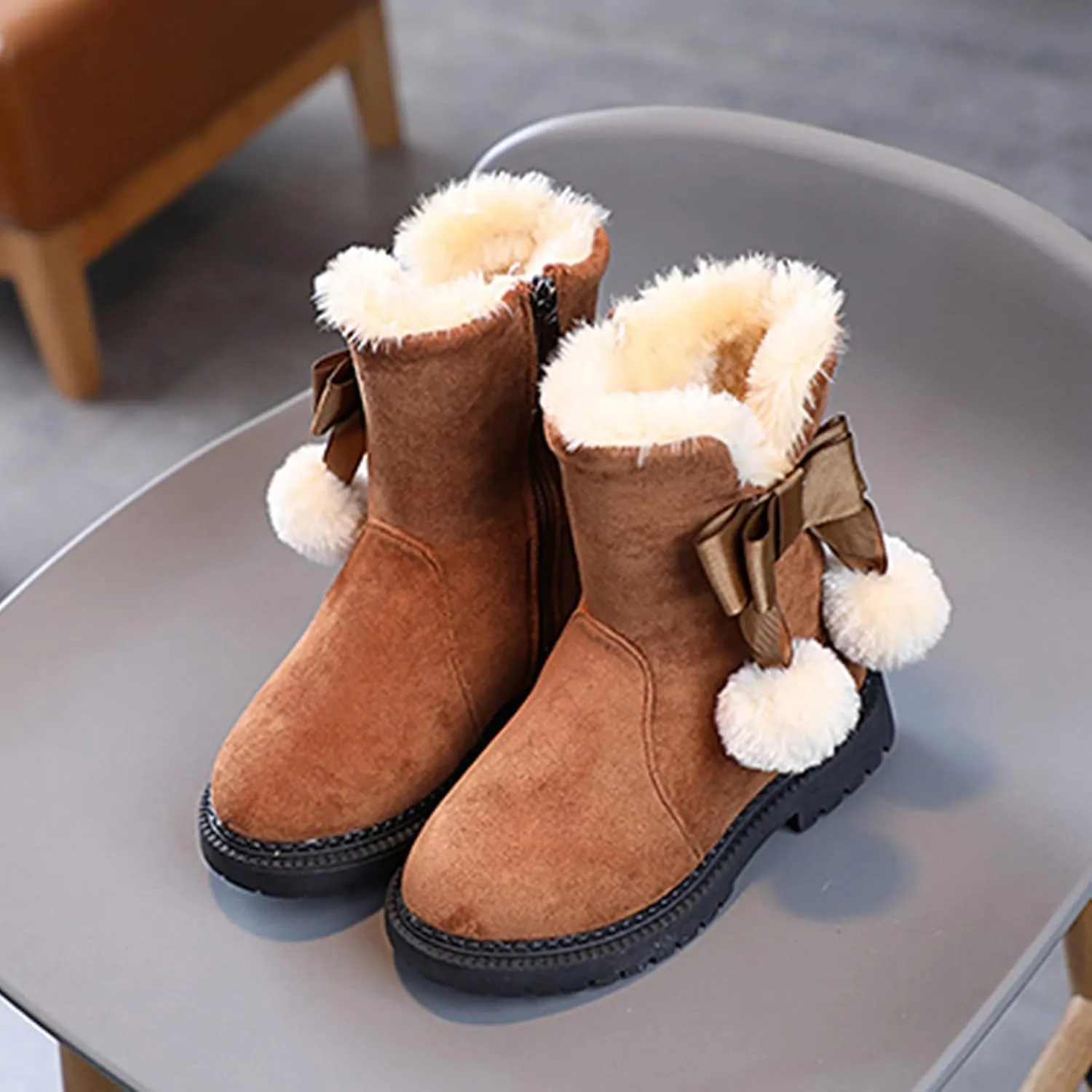 Toddler Girl Boot Size 6 Fashion Autumn and Winter Girls Snow Boots Thick Bottom Non Slip Big Girls Snow Boots Size 5