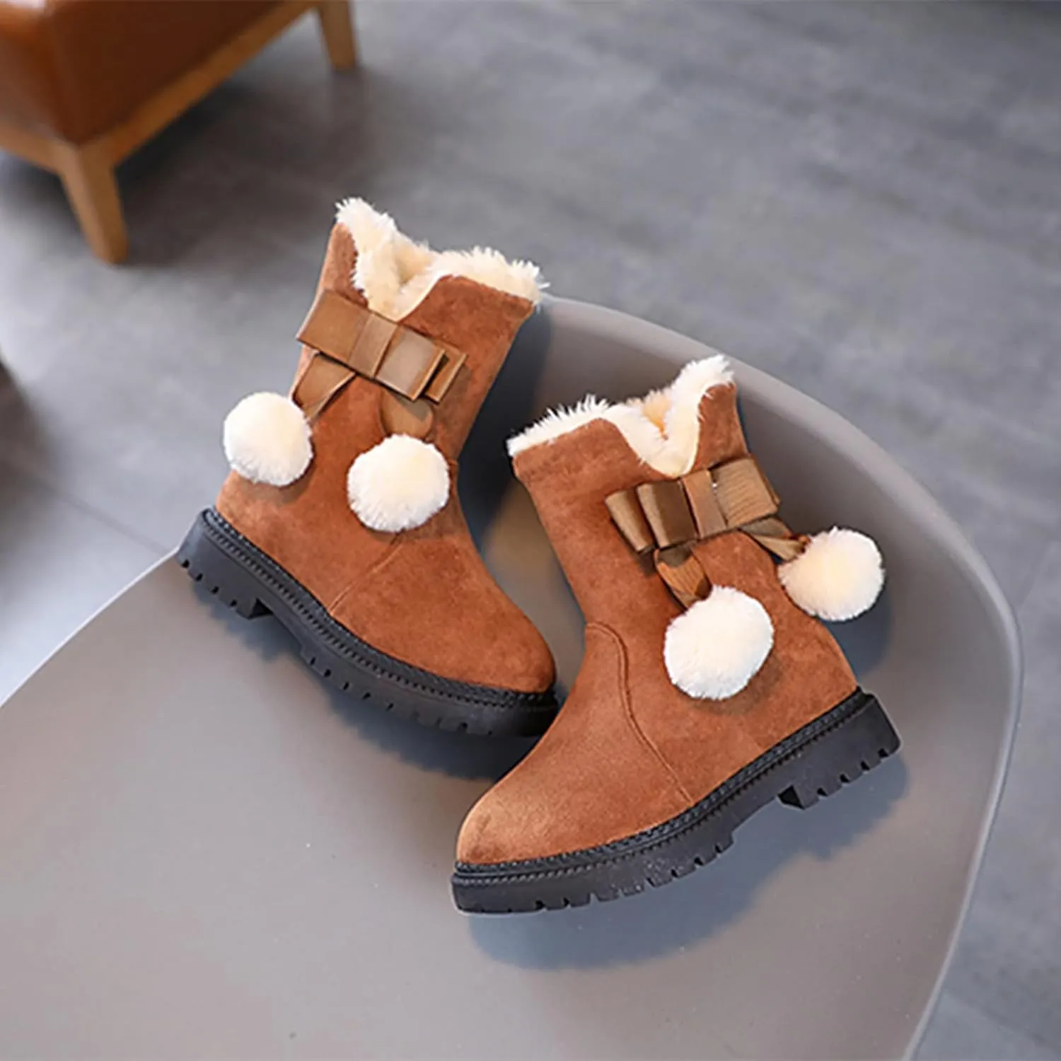 Toddler Girl Boot Size 6 Fashion Autumn and Winter Girls Snow Boots Thick Bottom Non Slip Big Girls Snow Boots Size 5