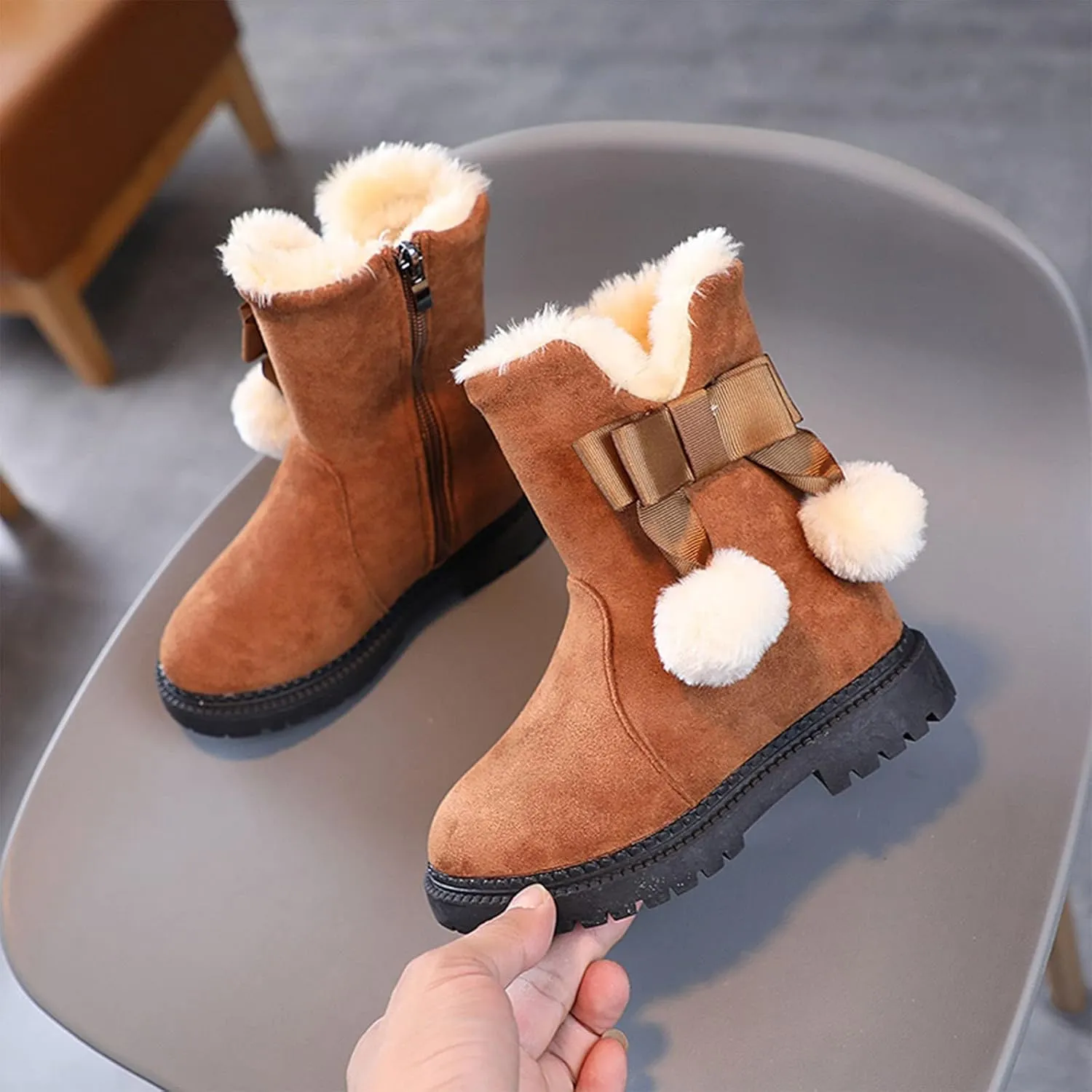 Toddler Girl Boot Size 6 Fashion Autumn and Winter Girls Snow Boots Thick Bottom Non Slip Big Girls Snow Boots Size 5