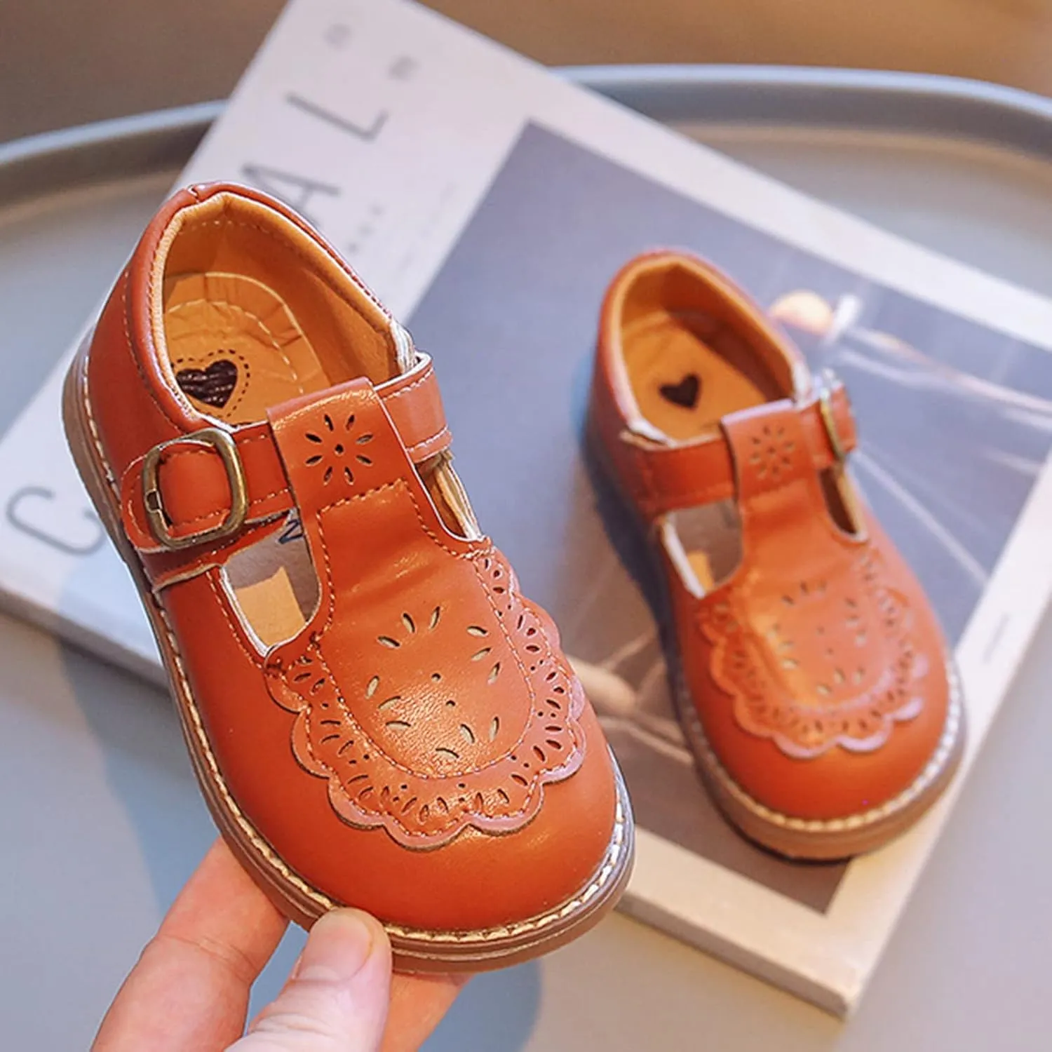 Toddler Girls Mary Jane School Shoes Flower Dress Shoes Uniform School Oxford Flats for Girl Party Girl Church Shoes