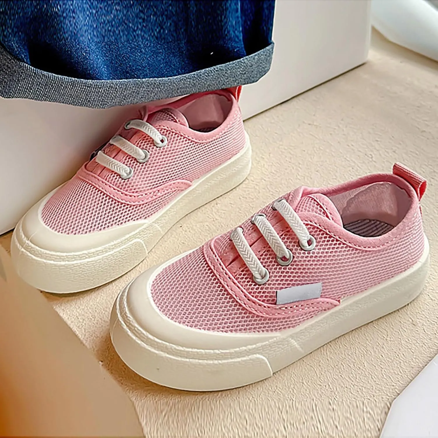 Toddler Kids Canvas Flats Shoes Single Mesh Breathable Casual Slip On Shoes for Girls Baby Canvas Sneakers Boys