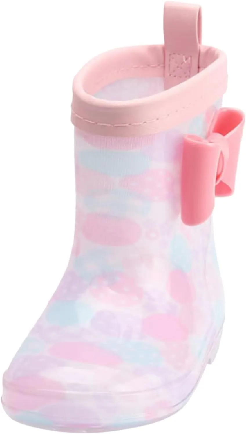 Toddler Kids Rain Boots with Cute Bow Waterproo Rubber Boots for Girls Boys Camouflage Rainboots with Handles