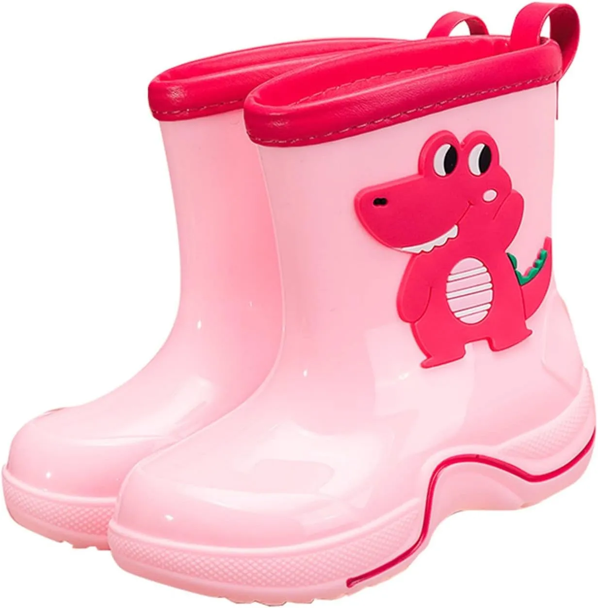Toddler Kids Reflective Stripes Rain Boots Non Slip Waterproof Rubber Boots in 3D Patterns for Boys Kids Water Shoes