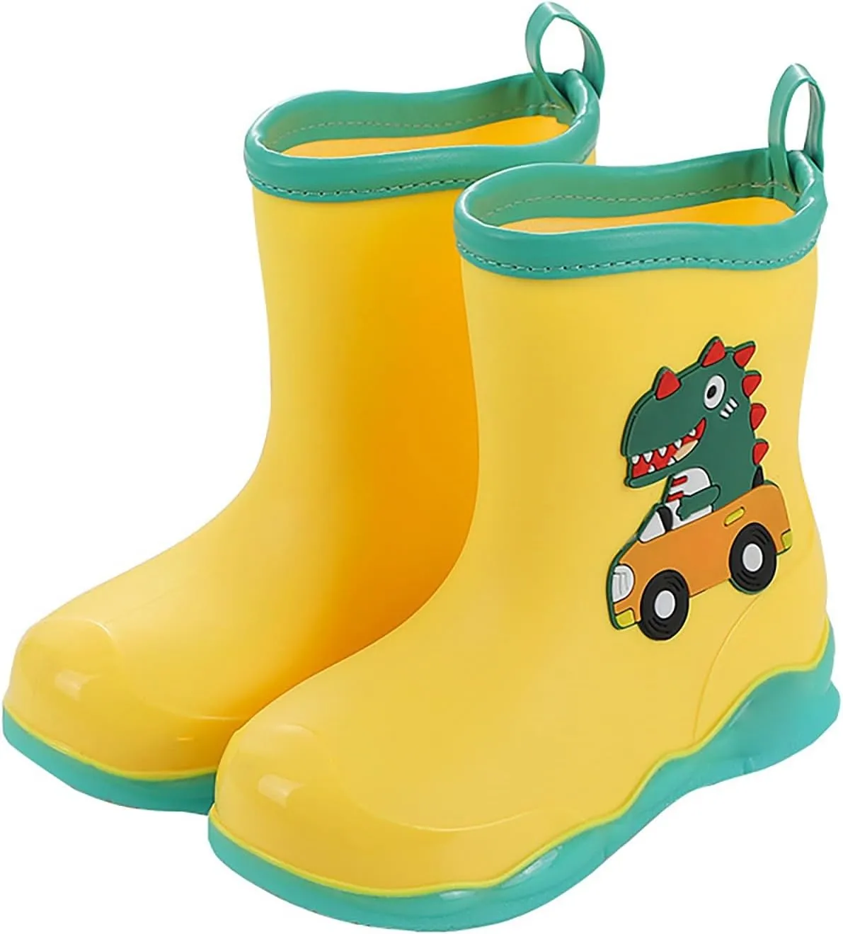 Toddler Kids Waterproof Cute Cartoon Dinosaur Printed Rain Boots Patterns Rubber Boots for Little Boys Toddler Shoes
