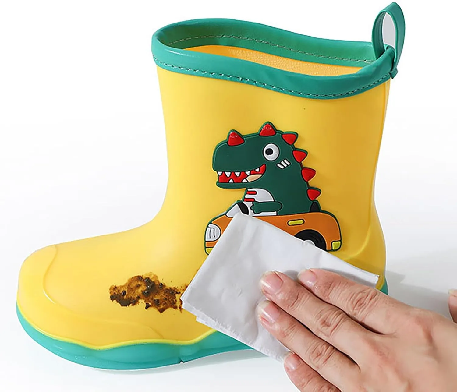 Toddler Kids Waterproof Cute Cartoon Dinosaur Printed Rain Boots Patterns Rubber Boots for Little Boys Toddler Shoes