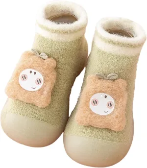 Toddler Raincoat Boots Infant Toddle Footwear Winter Toddler Shoes Soft Bottom Indoor Non Slip Warm Cartoon Bear Floor Socks Shoes Girl Shoes Size 5 Boots