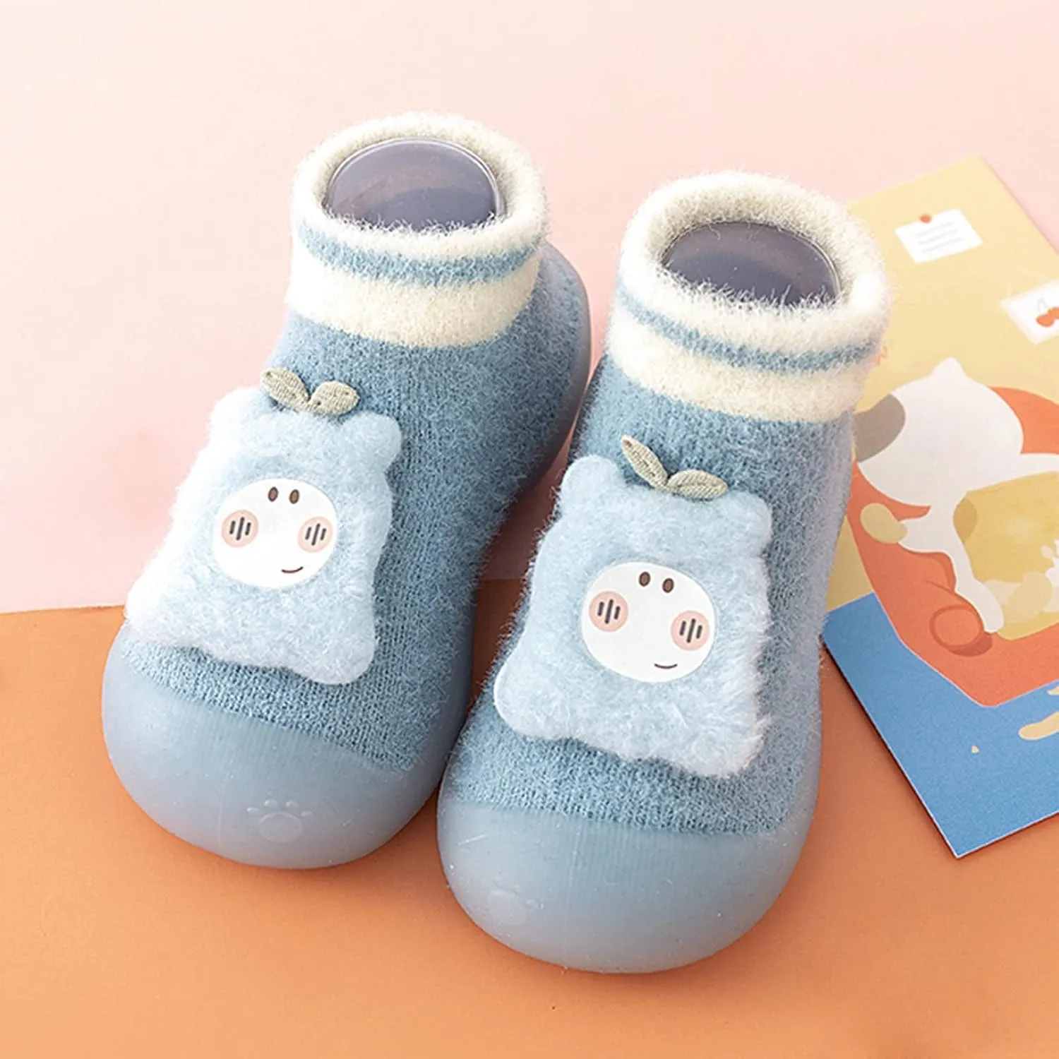 Toddler Raincoat Boots Infant Toddle Footwear Winter Toddler Shoes Soft Bottom Indoor Non Slip Warm Cartoon Bear Floor Socks Shoes Girl Shoes Size 5 Boots