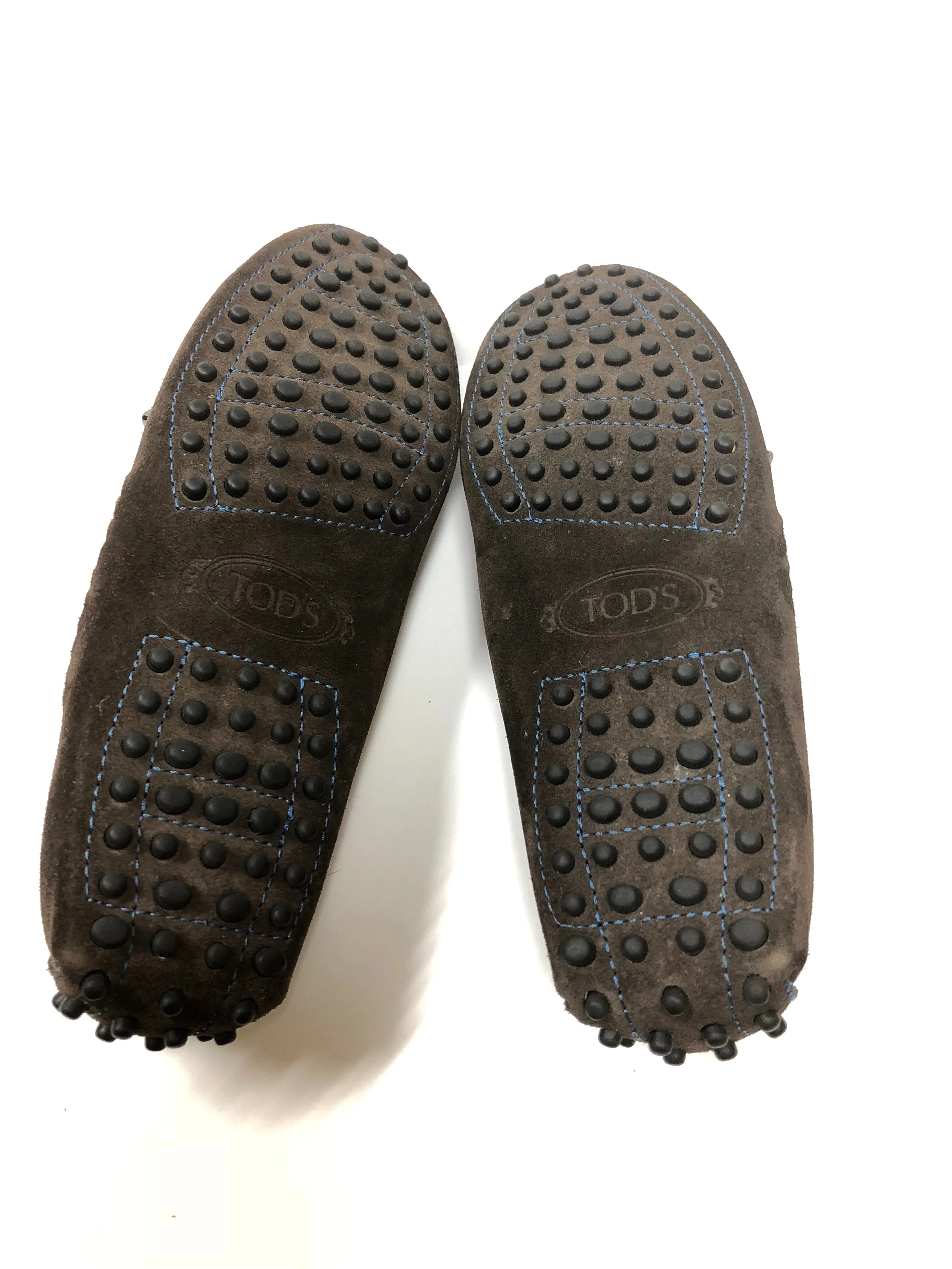 TODS GOMMINO SUEDE EMBROIDERED DRIVING LOAFERS SIZE 7.5