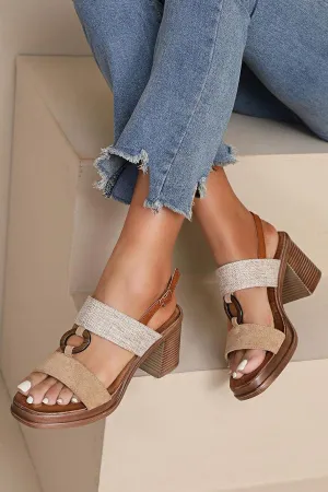 Two Tone Block Heel Sandal