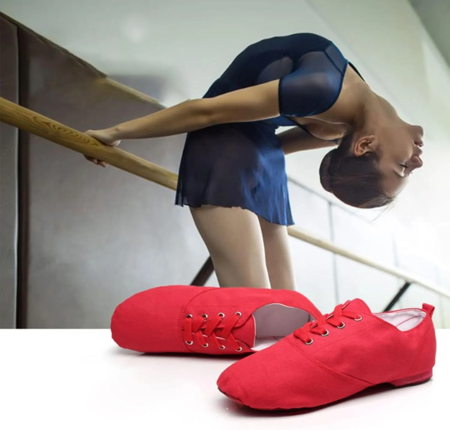 Unisex Kids Canvas Dance Shoes Jazz Shoes for Teens Girls Dance Boots Split Sole Ballroom Dancing Flat