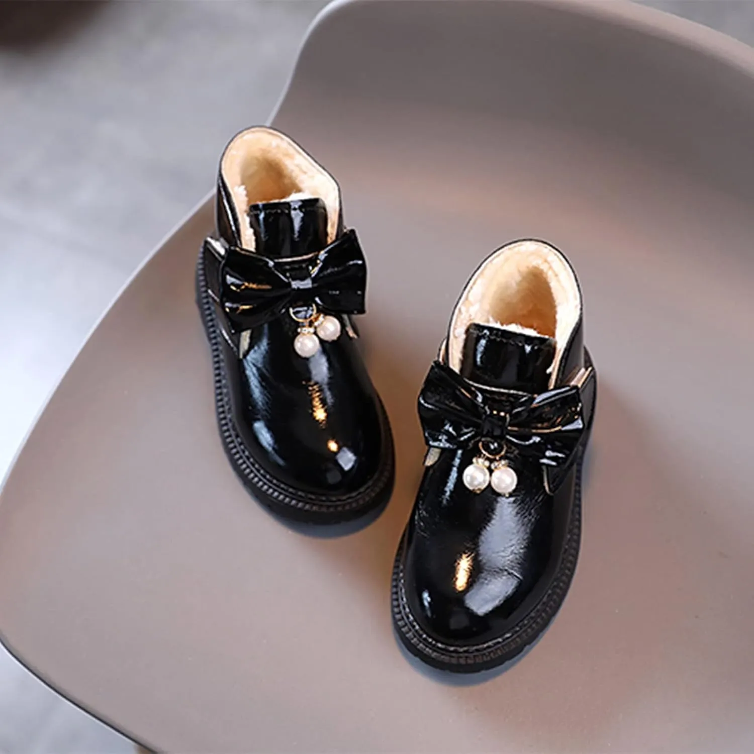 Winter Girls Boots Fashion Autumn and Winter Girls Snow Boots Thick Bottom Non Slip Warm and Toddler Furry Boots