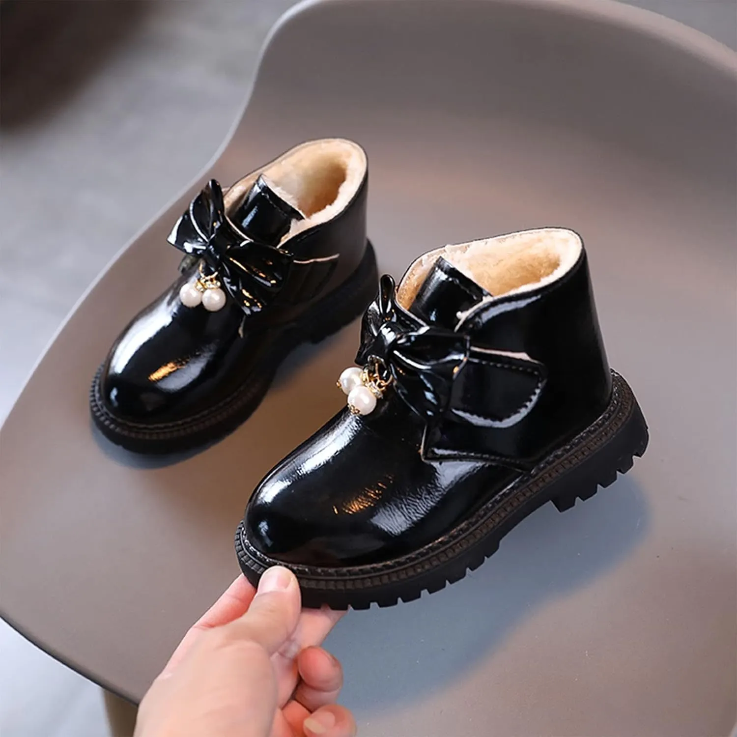 Winter Girls Boots Fashion Autumn and Winter Girls Snow Boots Thick Bottom Non Slip Warm and Toddler Furry Boots
