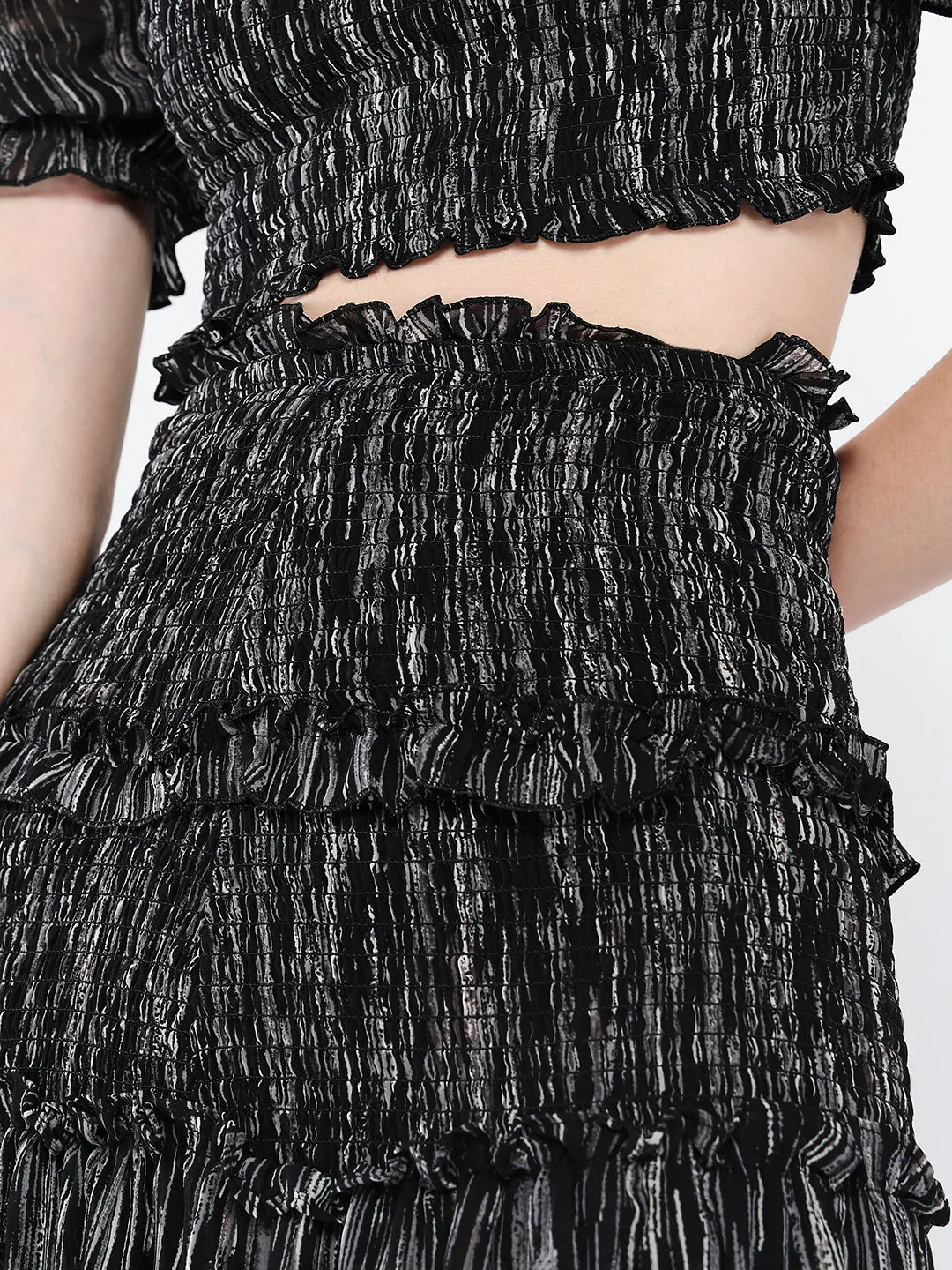 Women Black Casual Printed Co Ords Set