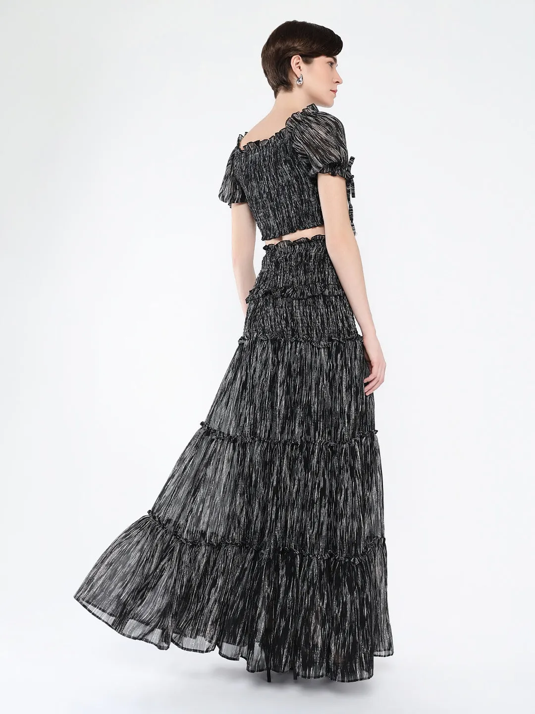 Women Black Casual Printed Co Ords Set