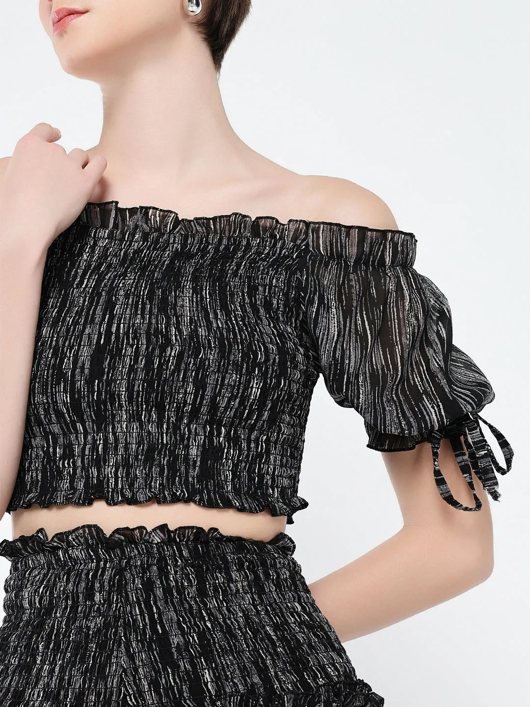 Women Black Casual Printed Co Ords Set
