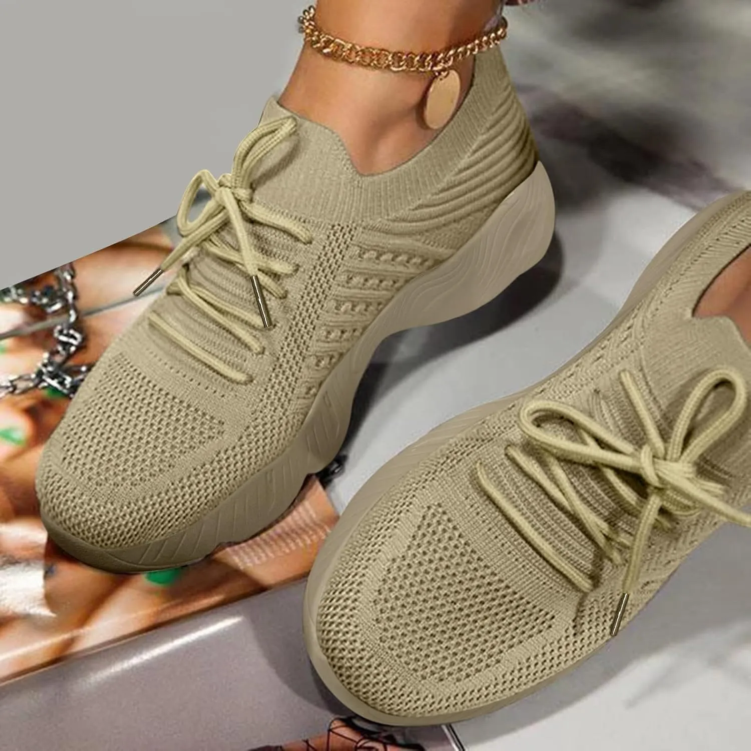 Women Walking Shoes Sock Sneakers Slip-On Breath Mens Tennis Shoes Comfort Shoes Dressy Casual Slip On Sneakers Brown Tennis Shoe White Loafers