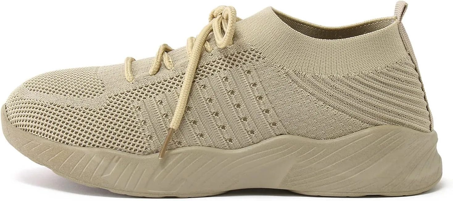 Women Walking Shoes Sock Sneakers Slip-On Breath Mens Tennis Shoes Comfort Shoes Dressy Casual Slip On Sneakers Brown Tennis Shoe White Loafers