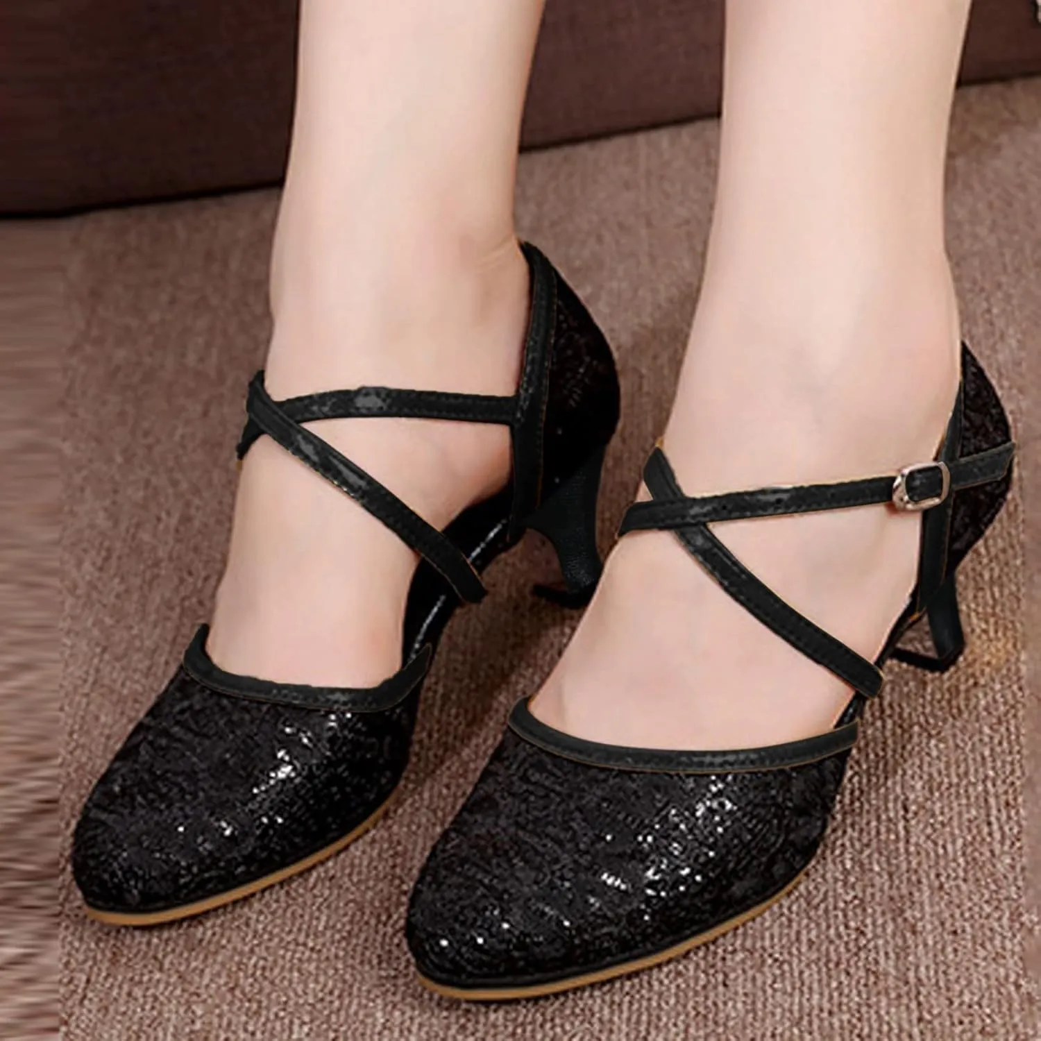 Women's Dance Sandals Color Fashion Sequins Prom Ballroom Latin Dance Shoes Sandals Colorful Sandals for Women