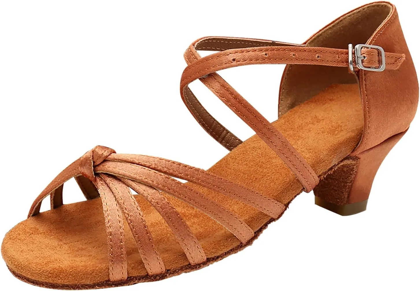 Women's Dance Shoes Ankle Strap Latin Dancing Heels Fashion Soft Sole Comfortable Ballroom Wedding Dancing (Brown, 7)