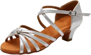 Women's Dance Shoes Ankle Strap Latin Dancing Heels Fashion Soft Sole Comfortable Ballroom Wedding Dancing (Silver, 8)
