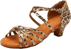 Women's Dance Shoes Ankle Strap Latin Dancing Heels Fashion Soft Sole Comfortable Ballroom Wedding (Rose Gold, 7)