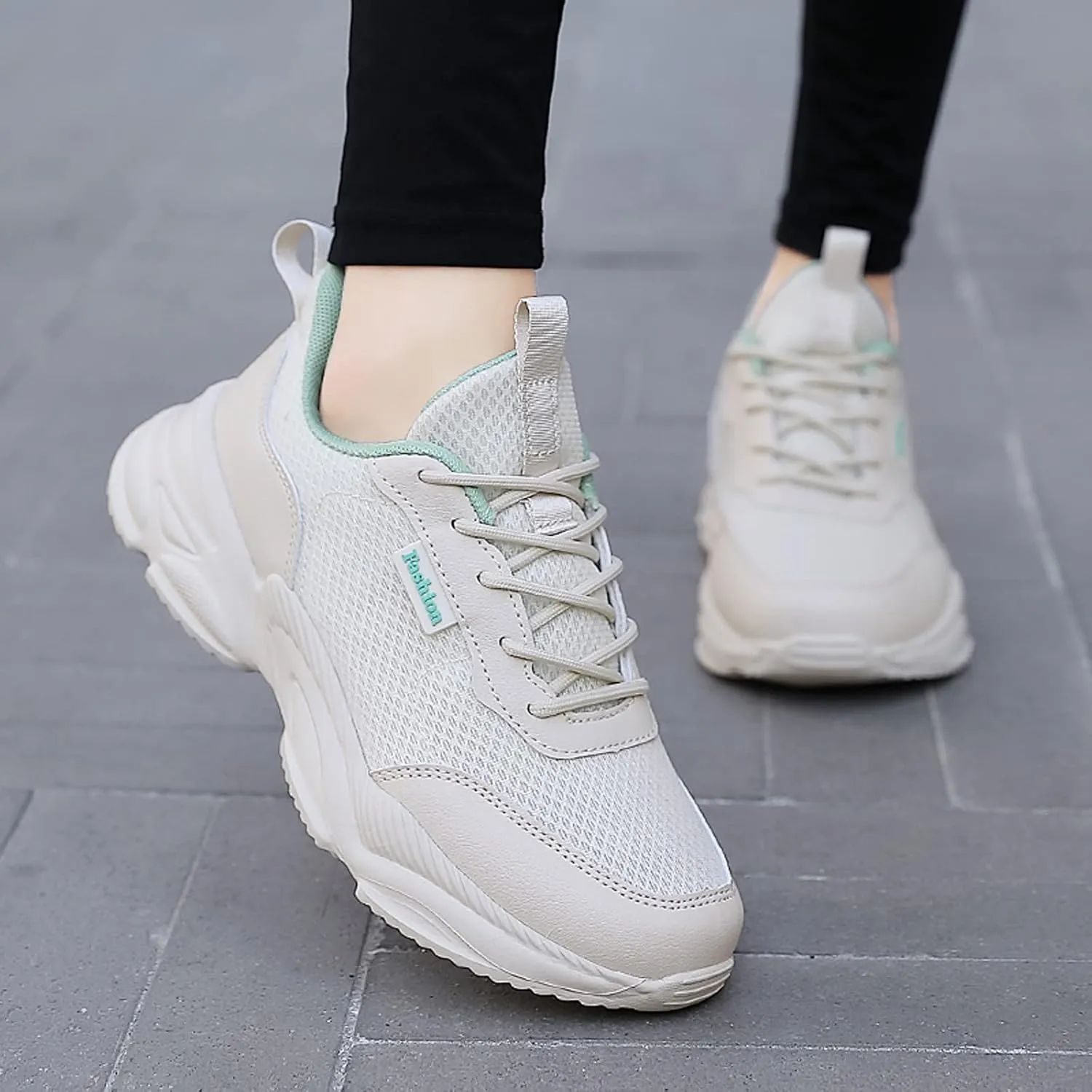 Women's Fashion Chunky Sneakers, Slip on Dad Shoes High Heeld Lace Up Walking Shoes Comfortable Platform Sneakers for Women