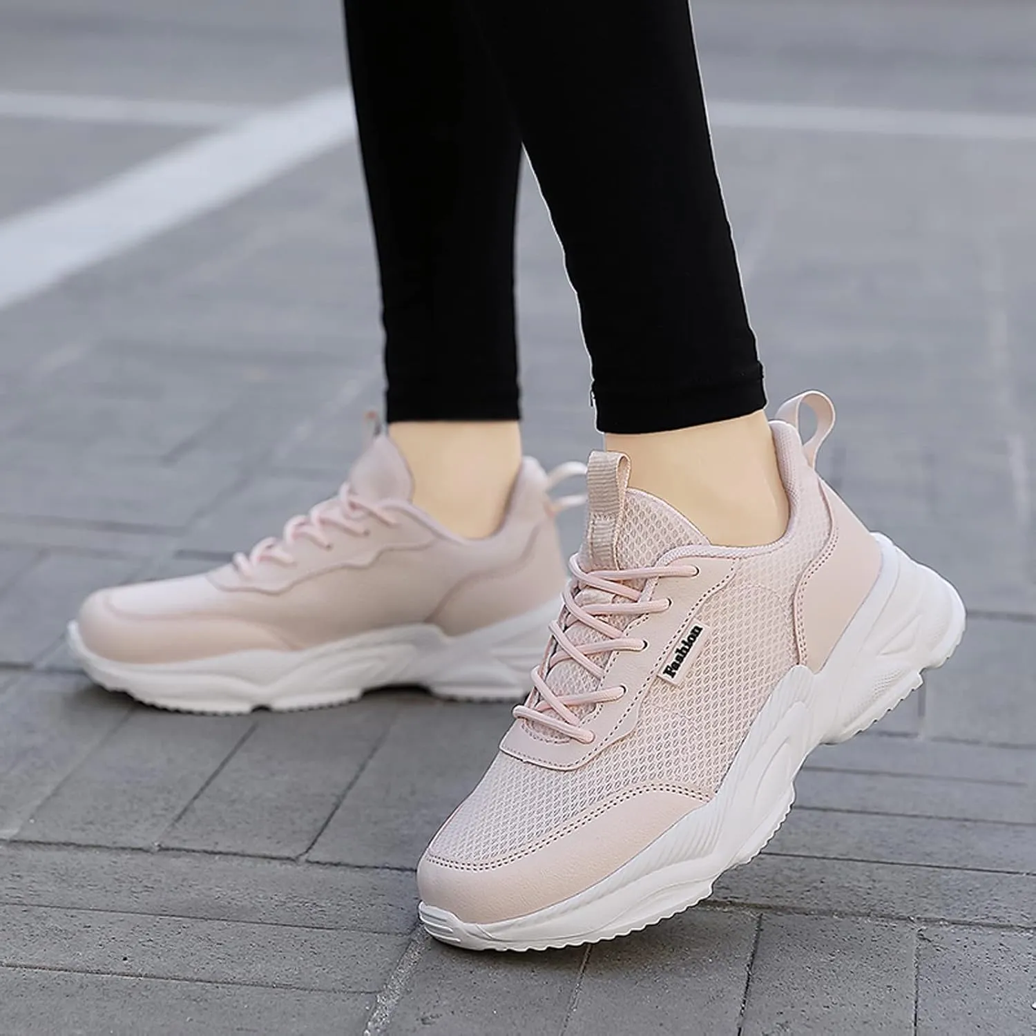 Women's Fashion Chunky Sneakers, Slip on Dad Shoes High Heeld Lace Up Walking Shoes Comfortable Platform Sneakers for Women