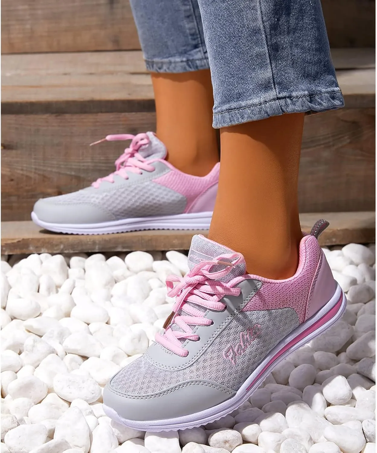 Women's Running Walking Tennis Shoes Comfortable Lace Up Womens Running Shoes Wide Casual Tennis Shoes Wedge Sneakers Waterproof Tennis Shoe Trainers Shoe