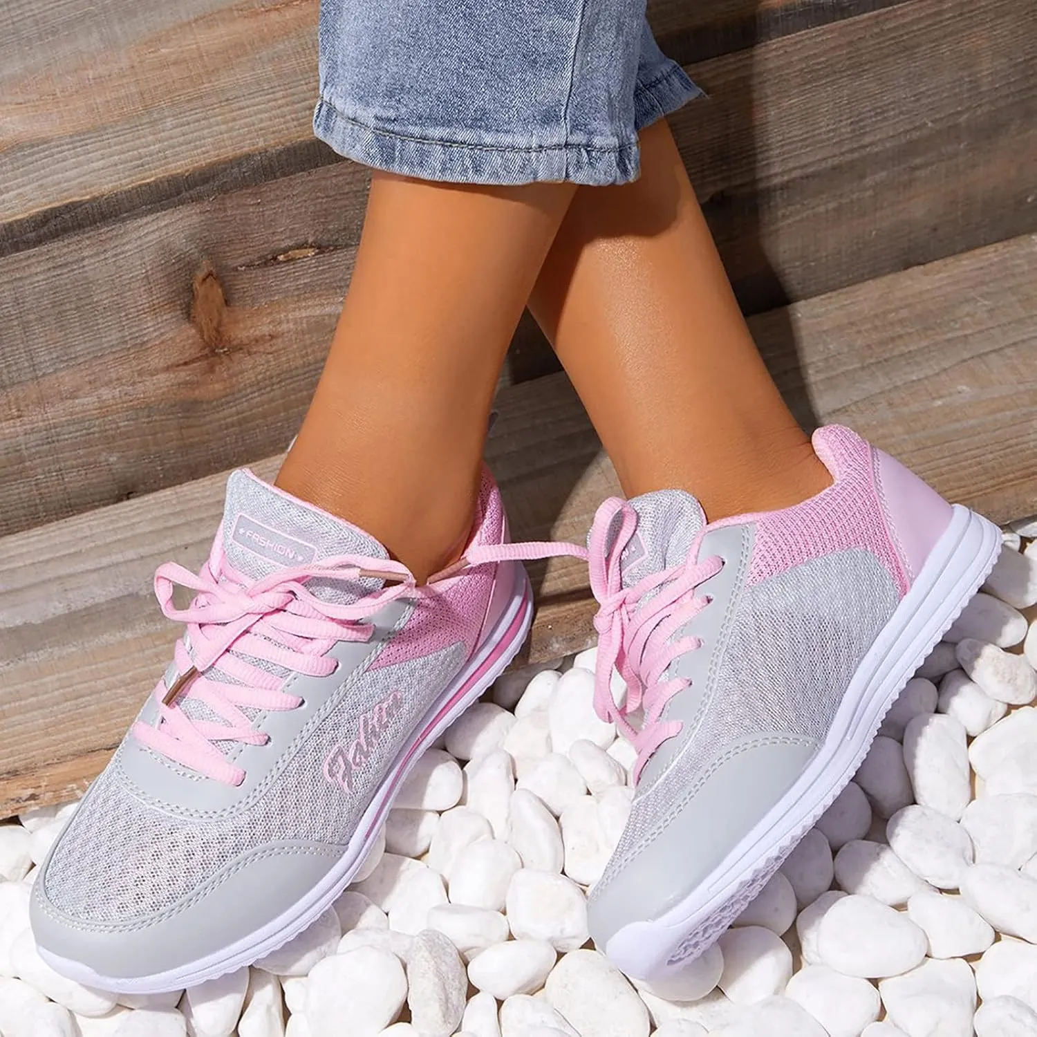 Women's Running Walking Tennis Shoes Comfortable Lace Up Womens Running Shoes Wide Casual Tennis Shoes Wedge Sneakers Waterproof Tennis Shoe Trainers Shoe