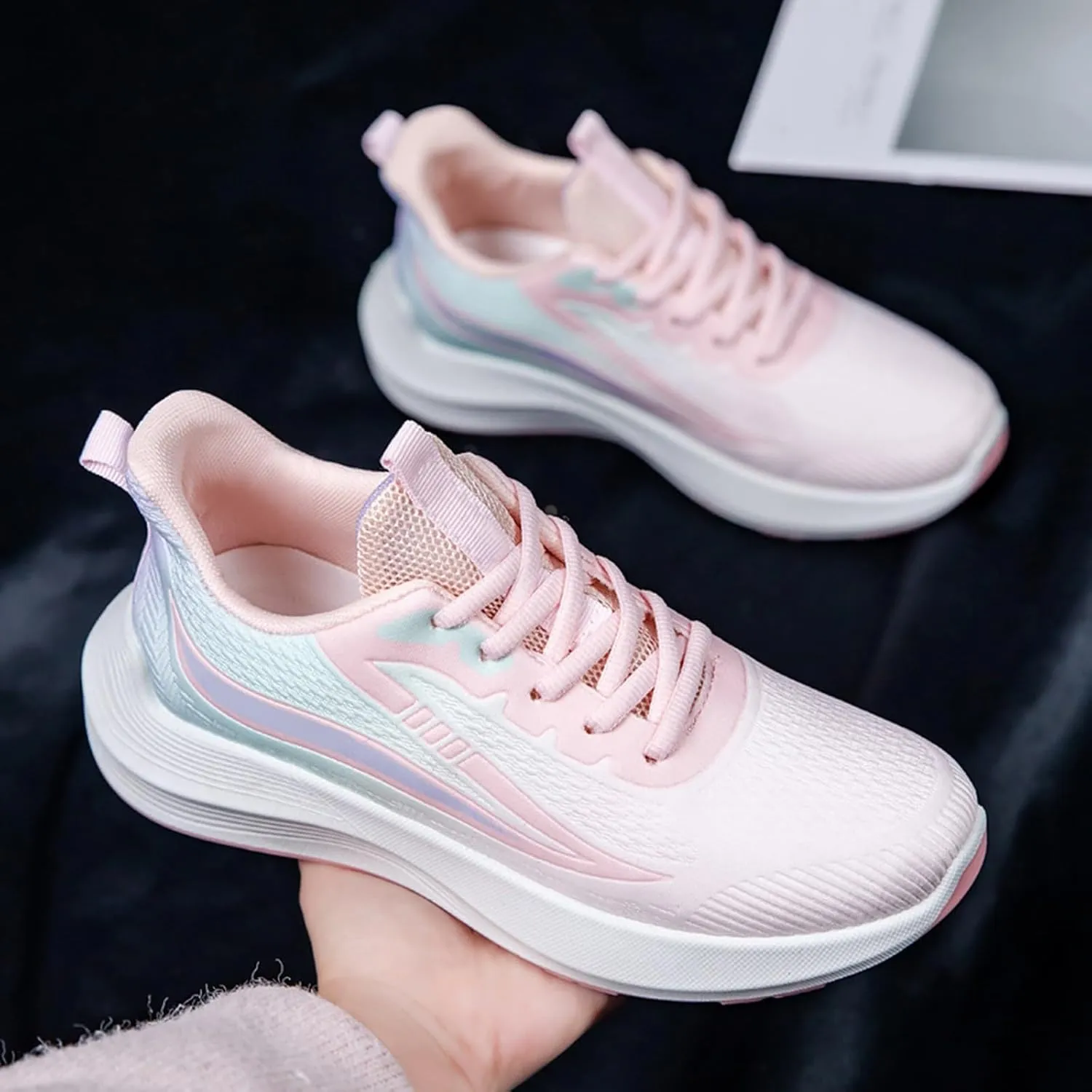 Women's Walking Shoes Lace Up Low Top Sneaker Comfortable Running Tennis Athletic Gym Workout Cross Training Sneakers