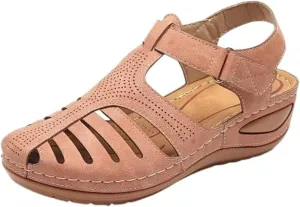 Women's Wedge Sandals Summer Closed Toe Sandals for Women Platform Dressy Wedge Sandal Fisherman Comfortable Hollow Out Sandal Orthopedic Arch Support Non-Slip Adjustable Strap Retro Shoes