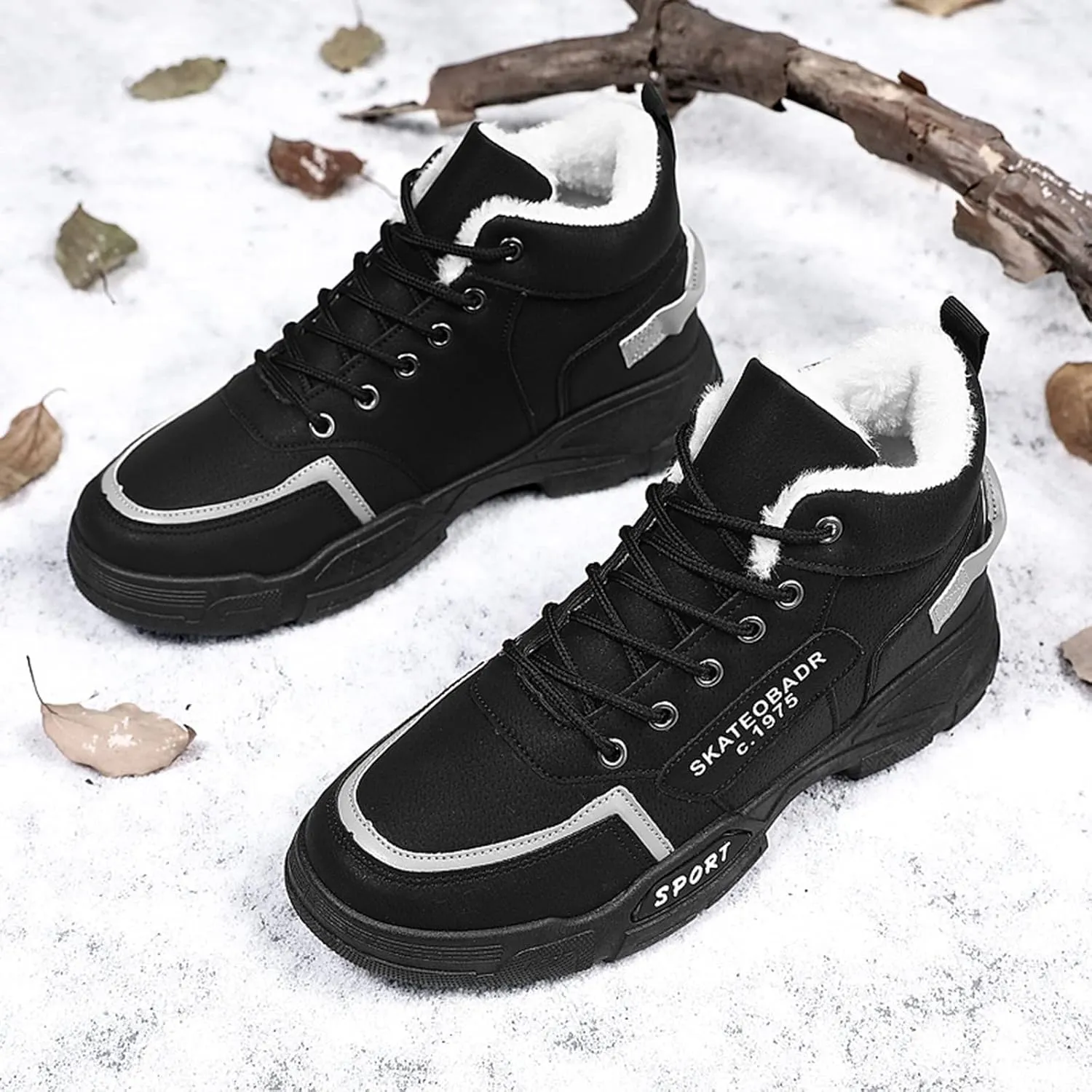 Work Boots for Men Composite Hiking Sneakers Shoes Warm Womens Safety Shoes Non Steel Toe Slip On Platform Shoes Lightweight Comfortable Hike Grounded Footwear