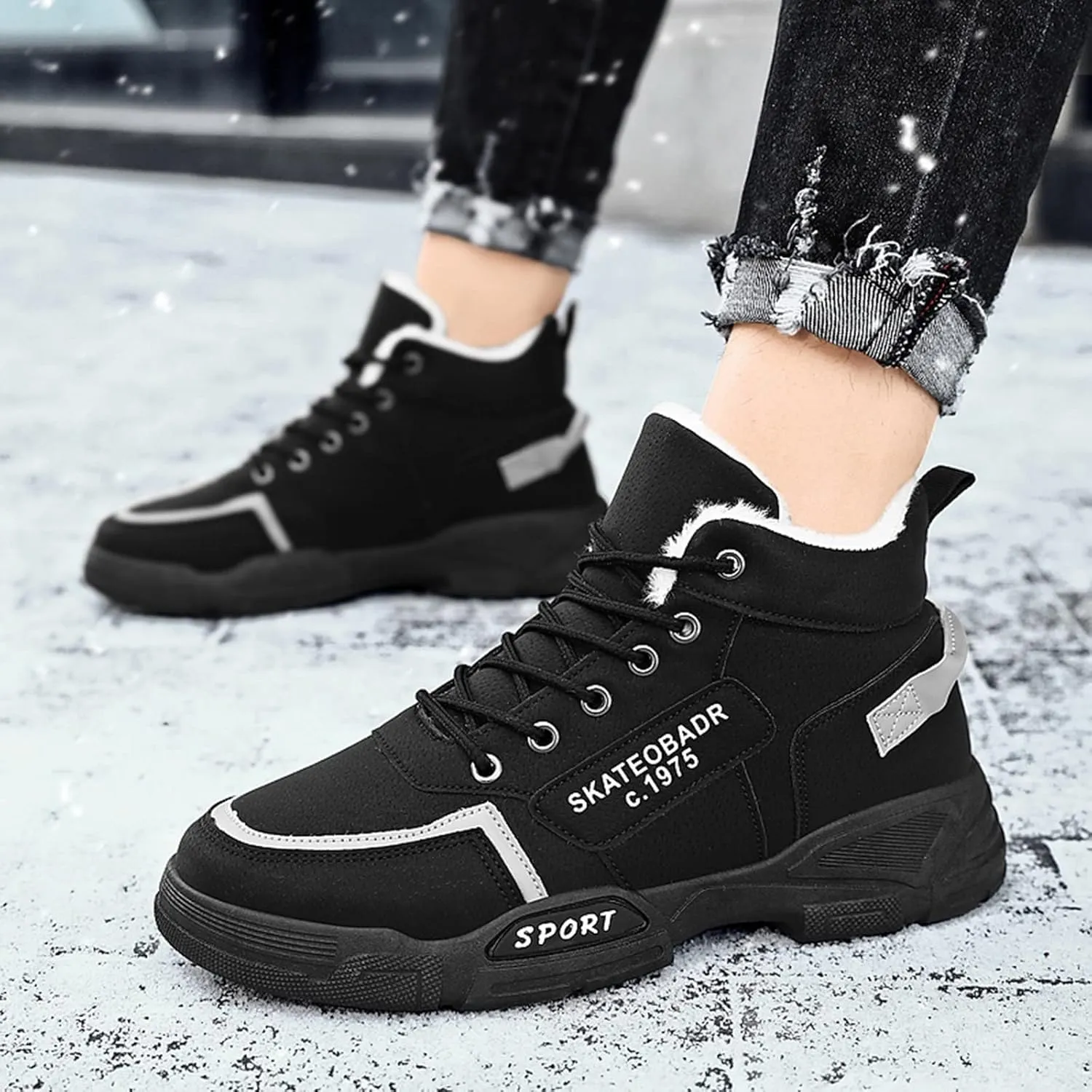Work Boots for Men Composite Hiking Sneakers Shoes Warm Womens Safety Shoes Non Steel Toe Slip On Platform Shoes Lightweight Comfortable Hike Grounded Footwear