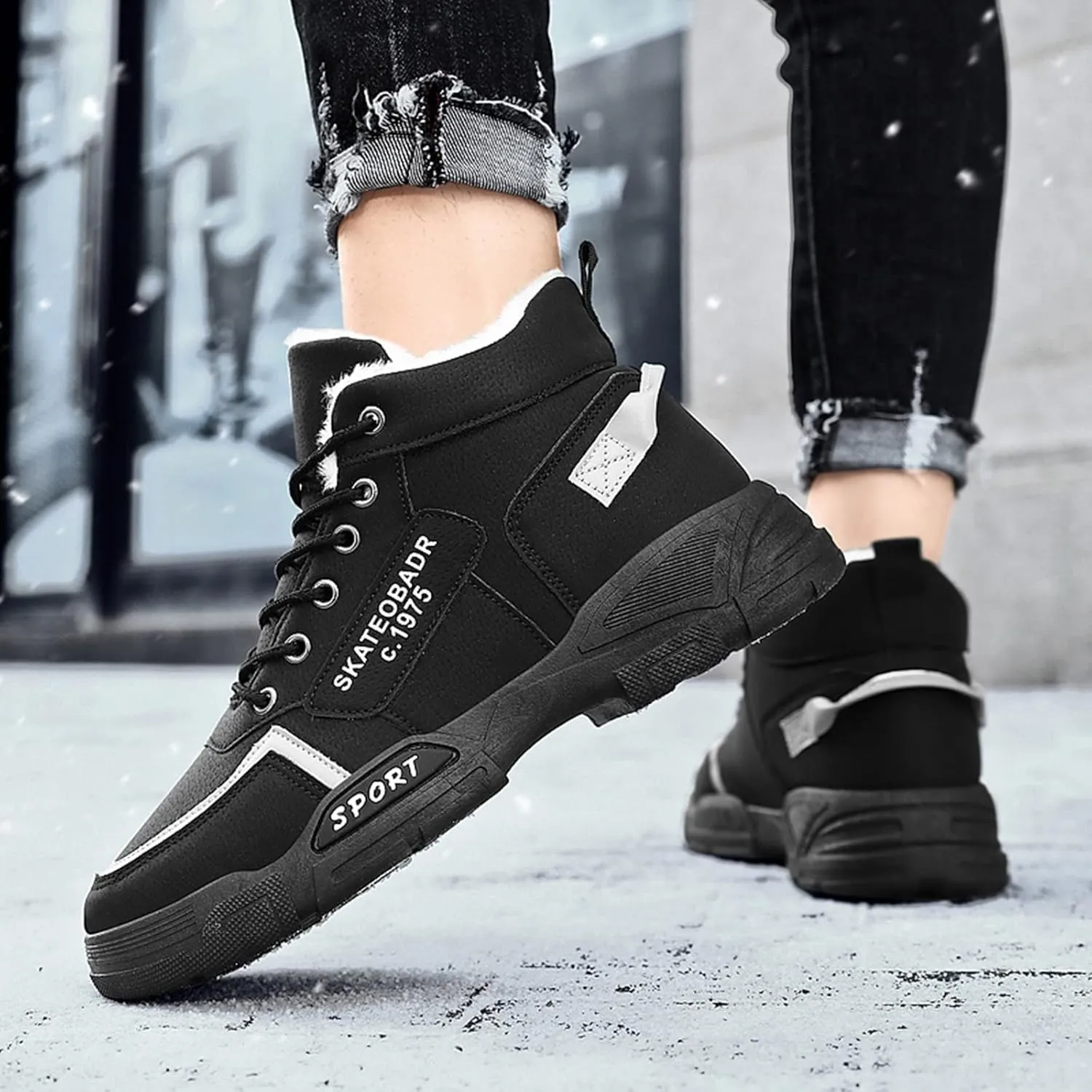Work Boots for Men Composite Hiking Sneakers Shoes Warm Womens Safety Shoes Non Steel Toe Slip On Platform Shoes Lightweight Comfortable Hike Grounded Footwear