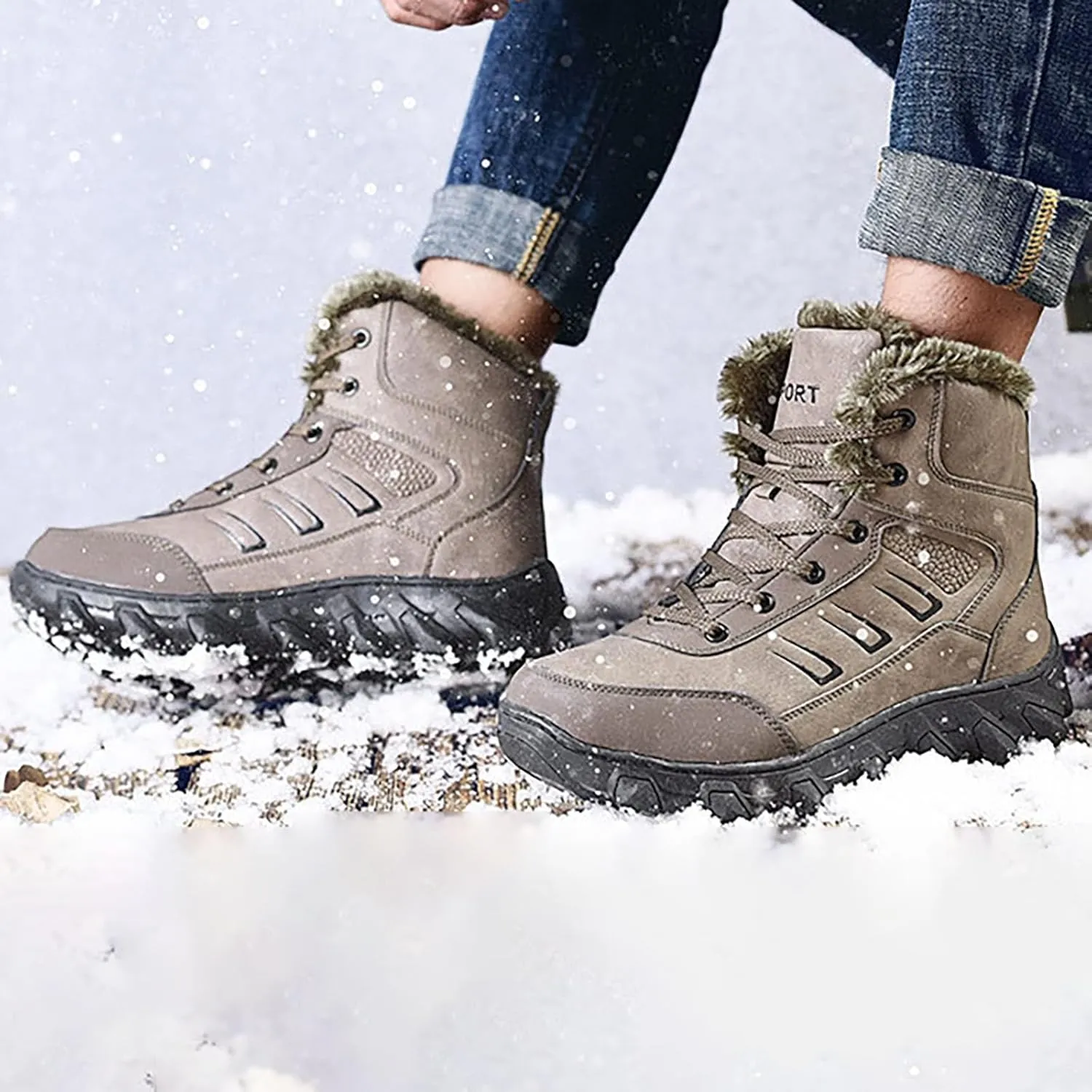 Work Boots for Men Slip On Hiking Sneakers Warm Booties Women Working Shoes Non Steel Toe Waterproof Work Shoes Non-Slip Hike Grounded Footwear