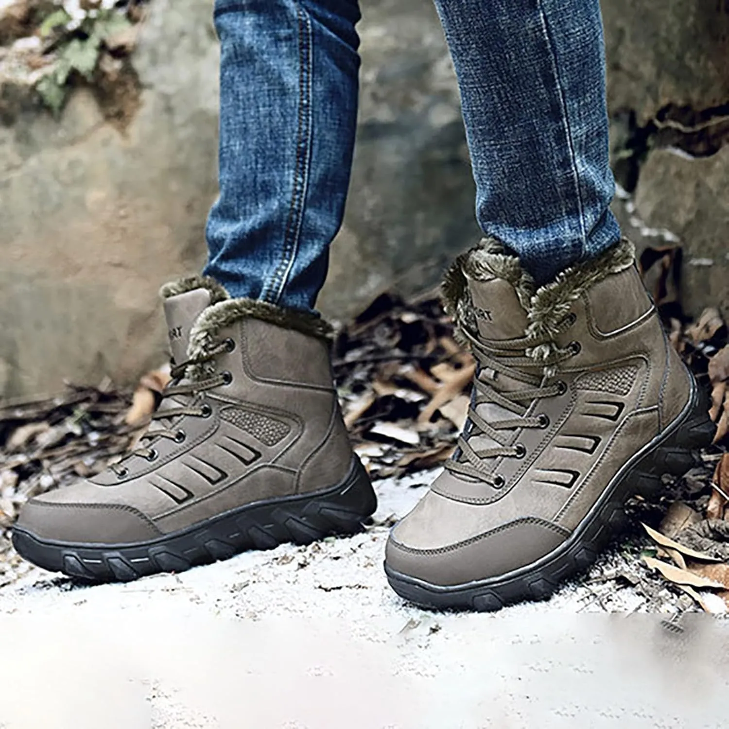 Work Boots for Men Slip On Hiking Sneakers Warm Booties Women Working Shoes Non Steel Toe Waterproof Work Shoes Non-Slip Hike Grounded Footwear