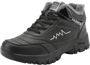 Work Boots for Men Waterproof Hiking Sneakers Warm Fur Lined Workout Shoes for Women Nonslip Lightweight Outdoor Botas Mid Ankle Work Casual Hike Grounded Footwear
